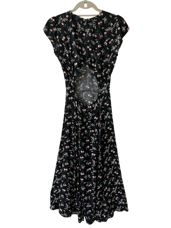 Reformation Gavin Dress Sasha Floral High Slit Cut Out Back Midi Black 4 - Picture 12 of 16